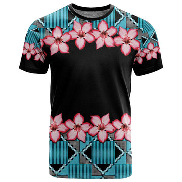 African Adenium Multiflorum Flowers T shirt with Kente Style LT9