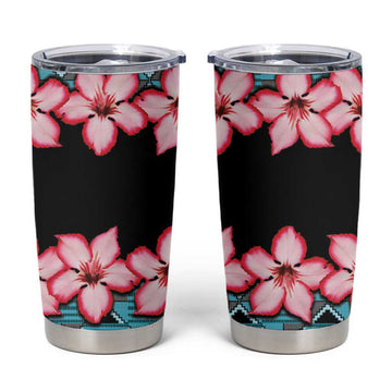 African Adenium Multiflorum Flowers Tumbler Cup with Kente Style LT9