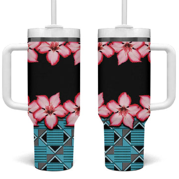 African Adenium Multiflorum Flowers Tumbler With Handle with Kente Style LT9