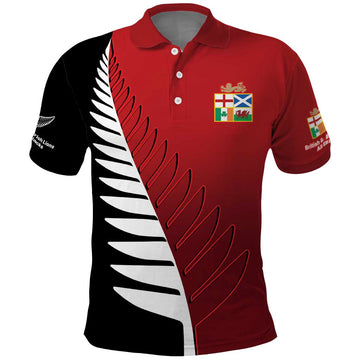 Custom British Lions New Zealand Polo Shirt Half Black Fern LT9