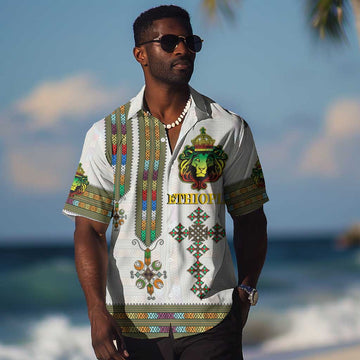 Personalized Ethiopia Lion Of Judah Hawaiian Shirt Tibeb Style LT9
