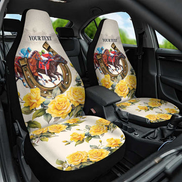 Melbourne Horse Racing Personalised Car Seat Cover Australian Horse With Yellow Roses LT9