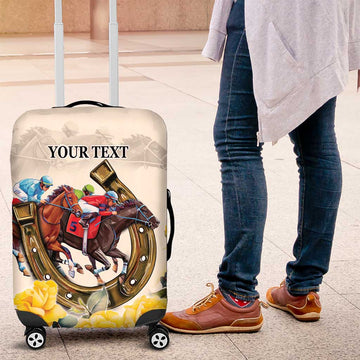 Melbourne Horse Racing Personalised Luggage Cover Australian Horse With Yellow Roses LT9