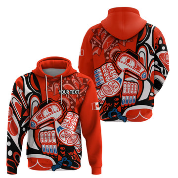 Custom Canada Haida Hoodie Classic Haida Stylized Raven in Red LT9