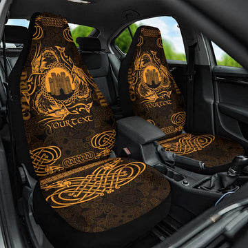 Personalized Denbighshire Sir Ddinbych Car Seat Cover Gold Gatehouse Denbigh Castle Celtic-inspired LT9