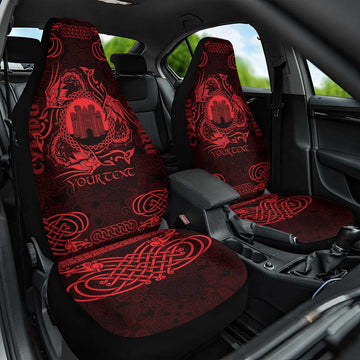 Personalized Denbighshire Sir Ddinbych Car Seat Cover Red Gatehouse Denbigh Castle Celtic-inspired LT9