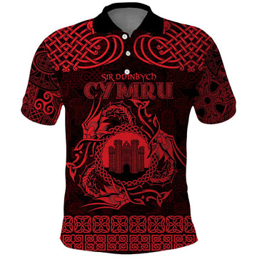 Personalized Denbighshire Sir Ddinbych Polo Shirt Red Gatehouse Denbigh Castle Celtic-inspired LT9