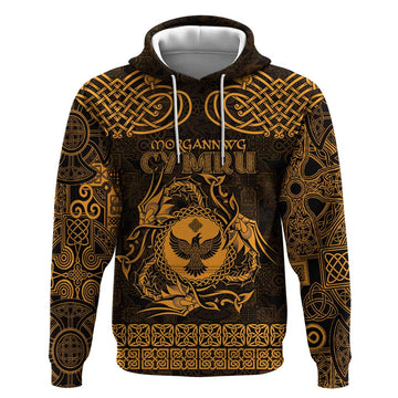 Personalized Glamorgan Morgannwg Hoodie Gold Raven Celtic-inspired LT9