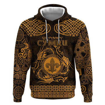 Personalized Monmouthshire Sir Fynwy Hoodie Gold Fleur-de-lis Celtic-inspired LT9