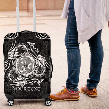 Personalized Montgomeryshire Sir Drefaldwyn Luggage Cover Black Water Triskele Celtic-inspired LT9
