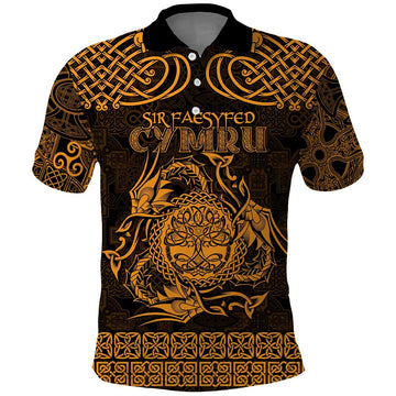 Personalized Radnorshire Sir Faesyfed Polo Shirt Gold Oak Tree Of Life Celtic-inspired LT9