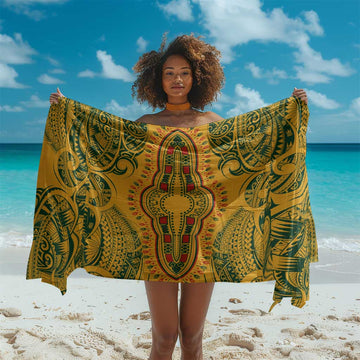 Dashiki and Polynesian Pattern Sarong Afro Pacific Culture Gold Version LT9