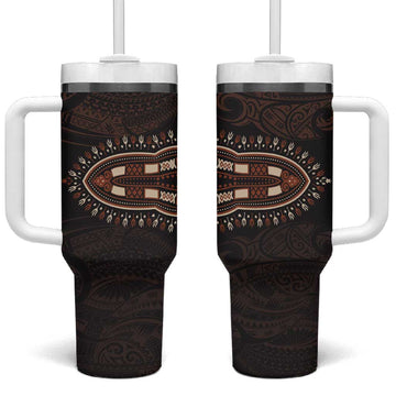 Dashiki and Polynesian Pattern Tumbler With Handle Afro Pacific Culture Gold Version LT9