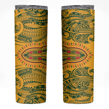 Dashiki and Polynesian Pattern Skinny Tumbler Afro Pacific Culture Red Version LT9