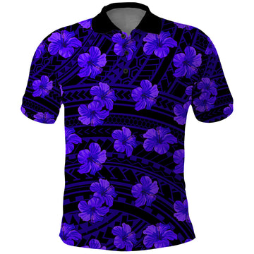 Polynesian Pride Hawaii Style With Hibiscus Polo Shirt Blue LT9