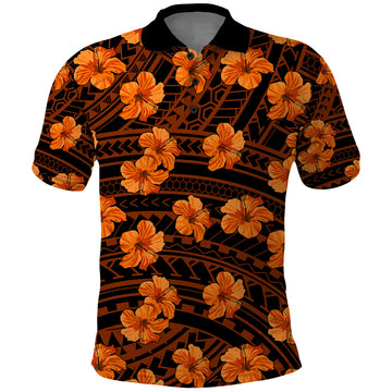 Polynesian Pride Hawaii Style With Hibiscus Polo Shirt Gold LT9