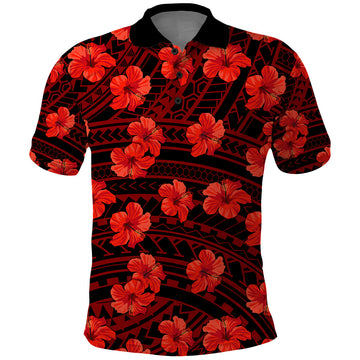 Polynesian Pride Hawaii Style With Hibiscus Polo Shirt Red LT9
