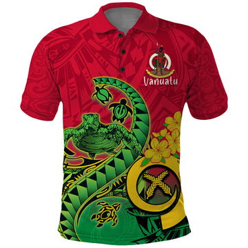 Personalised Vanuatu Islands Polo Shirt Polynesian Tattoo and Sea Turtle LT9