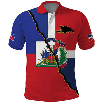Hispaniola Personalized Polo Shirt Dominican Republic Haiti Flag Together LT9