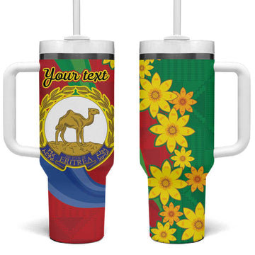 Afro Eritrea New Year Personalized Tumbler With Handle Enkutatash Adey Abeba Flower Art LT9