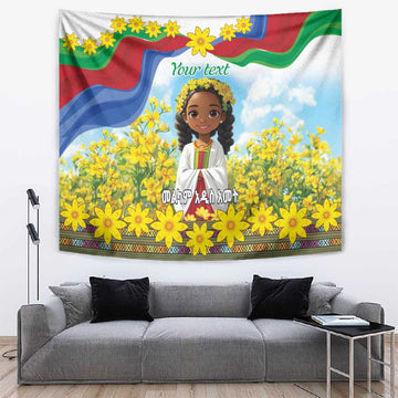 Happy Enkutatash Eritrea Personalized Tapestry Beautiful Afro Girl Adey Abeba Flower LT9