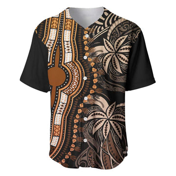 Polynesia Mixed African Dashiki Baseball Jersey Afro-pacific Culture - Gold LT9