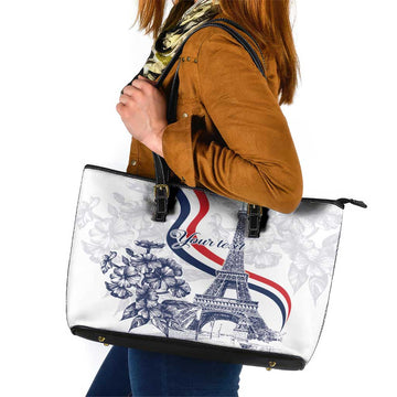 Custom France Women Rugby Leather Tote Bag Summer Flowers 2024 LT9