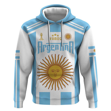 Vamos Argentina Champions Football Custom Hoodie White and Sky Blue LT9
