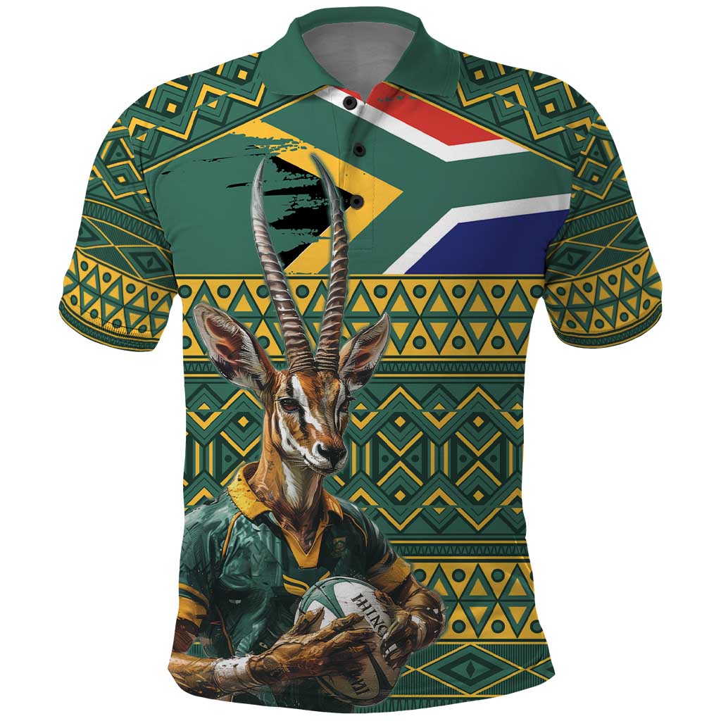 Custom South Africa Rugby Bokke Mascot Polo Shirt With Flag Style LT9