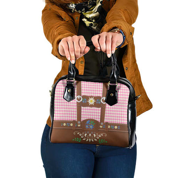 Lederhosen Oktoberfest Shoulder Handbag Pink Edelweiss Floral Polka Dots LT9