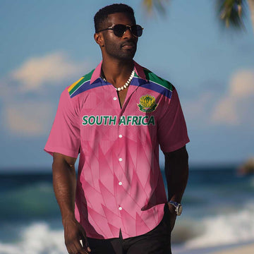 South Africa Cricket Custom Hawaiian Shirt African King Proteas Pink LT9