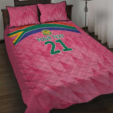 South Africa Cricket Custom Quilt Bed Set African King Proteas Pink LT9