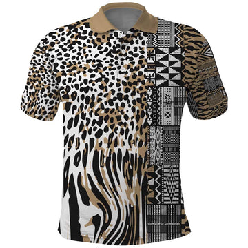 Africa Tribal Pattern Mixed Leopard Skin Polo Shirt LT9