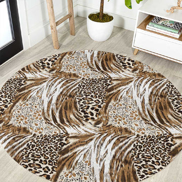 African Wild Animal Skins Round Carpet Leopard Pattern LT9