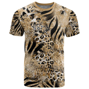 African Wild Animal Skins T shirt Zebra Tiger Leopard Mix Skin LT9
