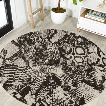 African Wild Animal Skins Round Carpet Snake and Crocodile Mix Skin LT9