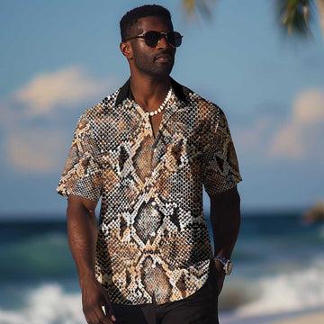 African Wild Animal Skins Hawaiian Shirt Vintage Snake Skin Pattern LT9
