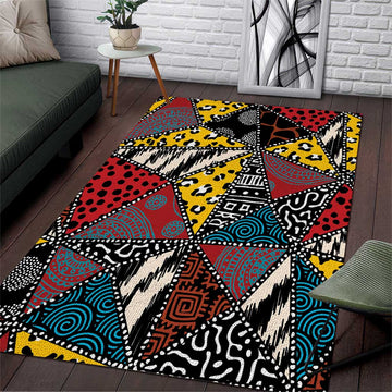 African Wild Animal Skins Area Rug Triangles Pattern Afro Pattern Style LT9