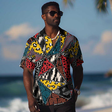 African Wild Animal Skins Hawaiian Shirt Triangles Pattern Afro Pattern Style LT9