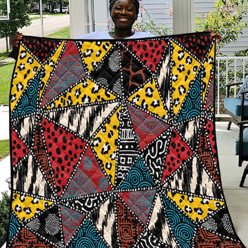 African Wild Animal Skins Quilt Triangles Pattern Afro Pattern Style LT9