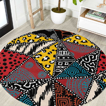 African Wild Animal Skins Round Carpet Triangles Pattern Afro Pattern Style LT9