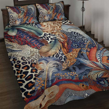 African Wild Animal Skins Quilt Bed Set Unique Leopard Zebra And Snake Patterns LT9