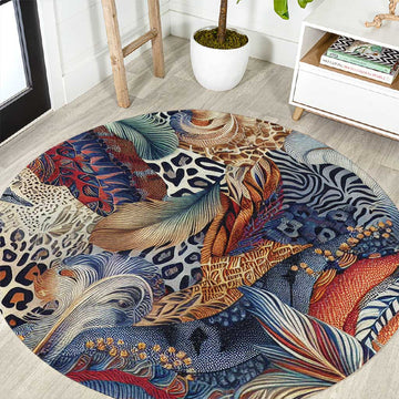African Wild Animal Skins Round Carpet Unique Leopard Zebra And Snake Patterns LT9
