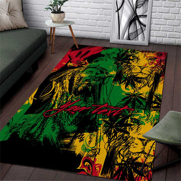 Rastafarian Lion Legend Bob Area Rug Black Jamaican Reggae Festival Sketch Portrait LT9
