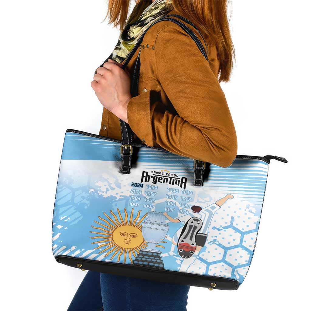 Argentina Football Leather Tote Bag Campeones De la Historia - Blue Style LT9