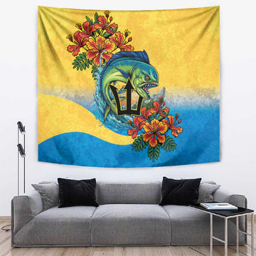 Black Barbadians Mahi-mahi Trident Tapestry LT9