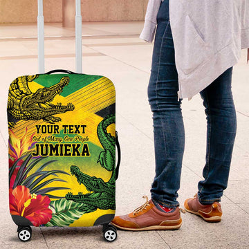 Personalized Jamaica Crocodile Luggage Cover Tropical Flowers Grunge Flag LT9