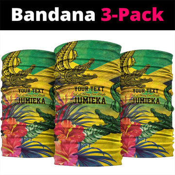 Personalized Jamaica Crocodile Neck Gaiter Tropical Flowers Grunge Flag LT9
