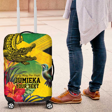 Personalized Jamaica Crocodile Hummingbird Luggage Cover Tropical Flowers Grunge Flag LT9