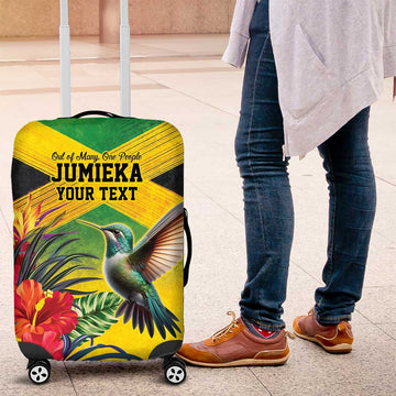 Personalized Jamaica Hummingbird Luggage Cover Tropical Flowers Grunge Flag LT9